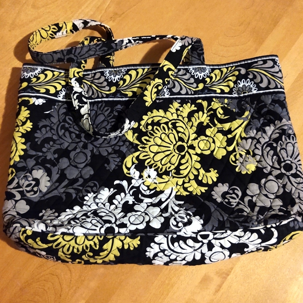 Vera Bradley Bag Yellow Black White Paisley - Picture 3 of 7